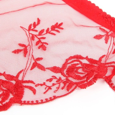 Красный сексуальный кружевной с вышивкой пояс для чулок и трусики, L (без коробки)