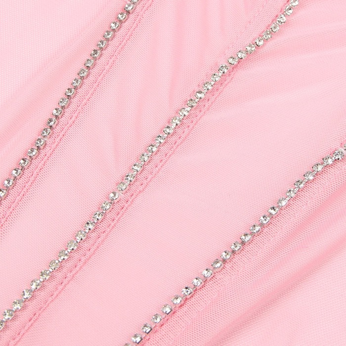 Сексуальний рожевий комплект Star Night з декоративними стразами та ланцюжками, M