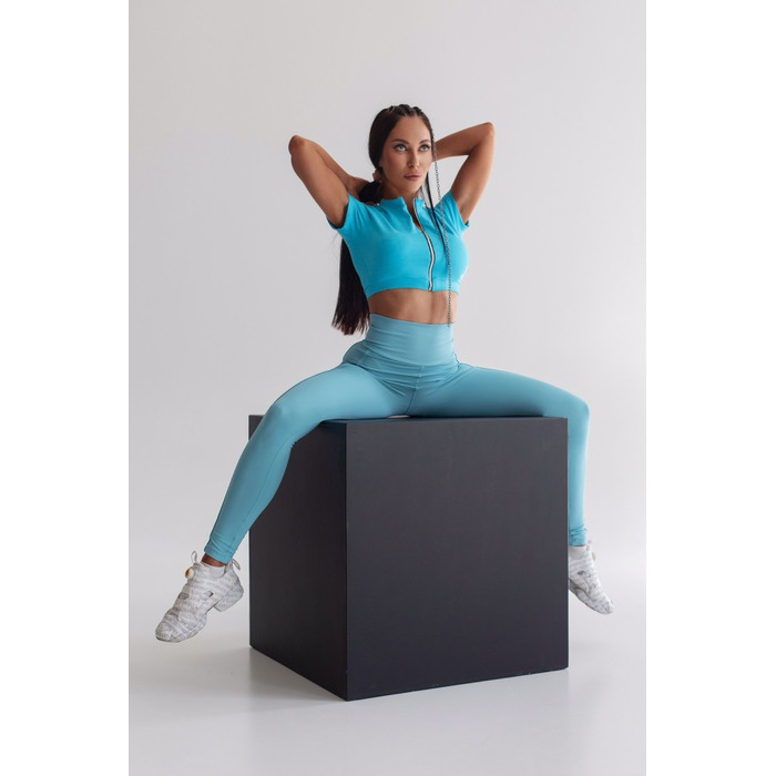 ТОП BLUE TOP WITH SLEEVES AND ZIPER IN FRONT