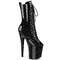 Чоботи Pleaser Flamingo-1041GP **8-дюймовий каблук, 4-дюймові черевики на шнурівці з відкритим носком, блискавка збоку, чорний блискучий лак**