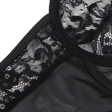 Боди кружевное Star Night с доступом и гартером, черное, XL-XXL