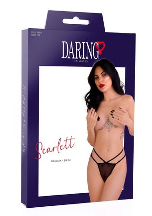 Трусики напівпрозорі з бантиками Daring Intimates Scarlett, чорний, S/M