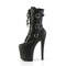 Чоботи Pleaser Enchant-1043 *8 дюймів на підборах, 3 3/4 дюйма з ремінцем PF на пряжці, блискавка збоку, чорні, з веганської шкіри/чорні