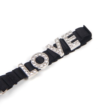 Мереживні стрінги Star Night з декором стразами Love ,чорні, S