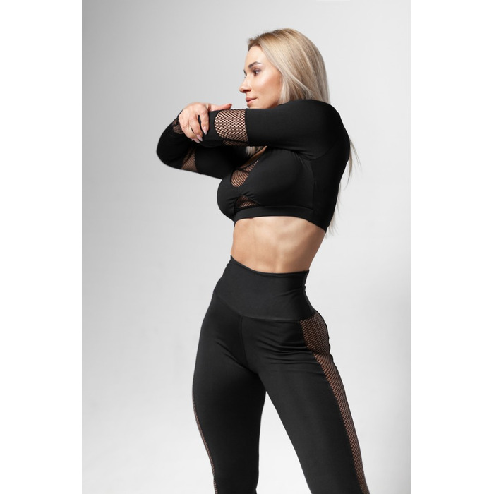 Топ BLACK TOP WITH TULLE ON SLEEVES