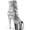 Чоботи Pleaser Adore-1008SQ *7 дюймів на підборах, 2 3/4 дюйма з відкритим носком та блискітками, сріблясті