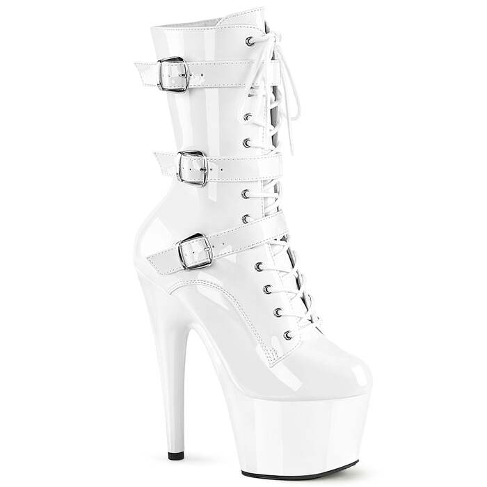Ботинки Adore-1043, каблук 7 дюймов, высота ботинок 6 см, шнуровка спереди, молния сбоку, белые