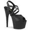 Босоніжки Pleaser Adore-724 на підборах 7 дюймів, з відкритим носком 2 3/4 дюйма та перехресними ремінцями, чорні, веганська шкіра/чорний колір