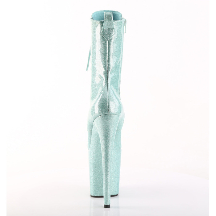 Ботинки Flamingo-1040GP, каблук 8 дюймов, 4-дюймовые PF-ботинки со шнуровкой спереди, молния сбоку, лакированная кожа с блестками мятного цвета