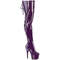 Чоботи Pleaser Adore-3063 на підборах 7 дюймів, еластичні черевики до стегна 2 3/4 дюйма зі шнурівкою ззаду, блискавка збоку, фіолетовий еластичний лак