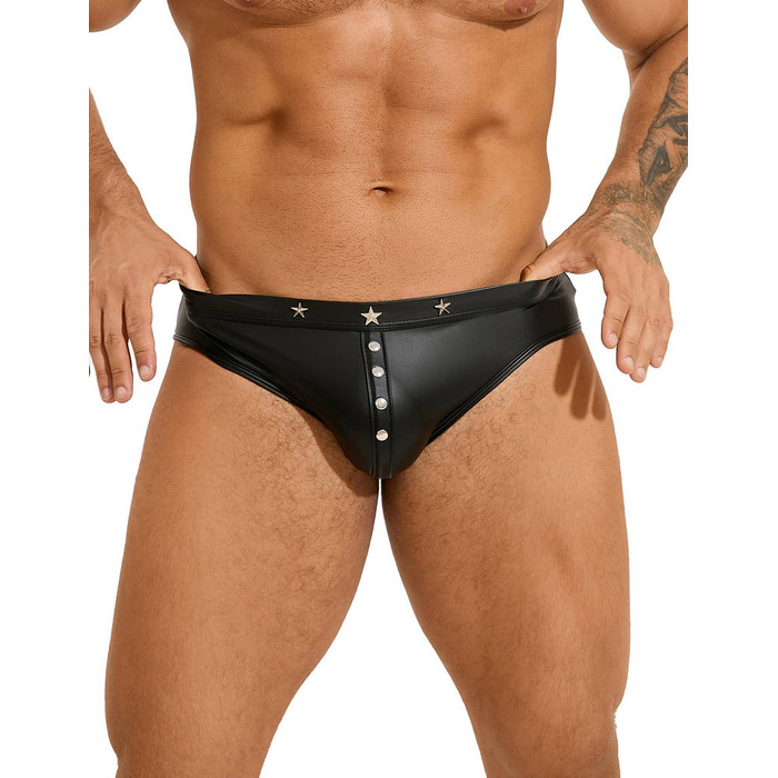 Сексуальні чоловічі труси Star Night із заклепками, чорні, M