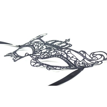 Маска ажурная, маскарадная с короной, черная