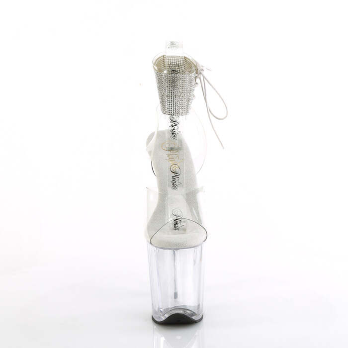 Босоножки Flamingo-891-2RS, каблук 8 дюймов, манжета на щиколотке 4 дюйма, украшенная стразами, прозрачные