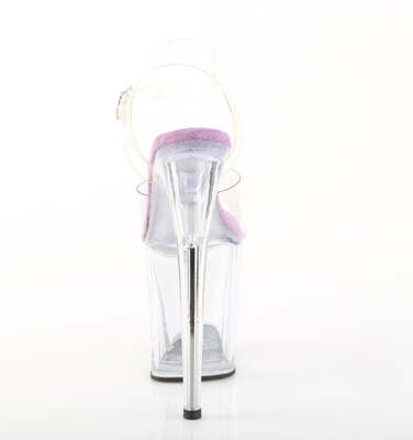 Босоніжки Flamingo-808 на підборах 8 дюймів, босоніжки з ремінцем на щиколотці 4 дюйми, лавандові/прозорі