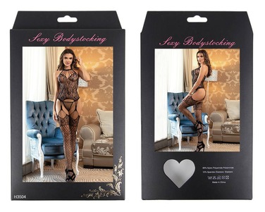 Комбинезон с имитацией чулков Star Night, цветочным принтом и декоративным вырезом на шее, черный