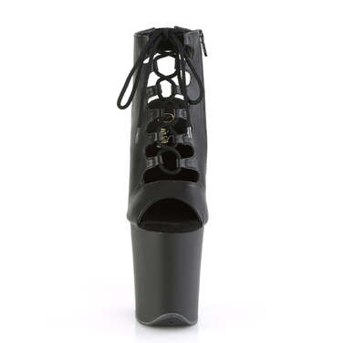 Босоножки Flamingo-800-20, каблук 8 дюймов, 4-дюймовый PF, открытый носок/пятка спереди, шнуровка спереди, ботильоны, черная искусственная кожа/черный