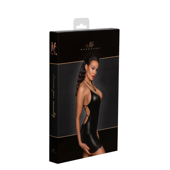 Платье короткое Noir Handmade F252 с декольте, черное, XXXL