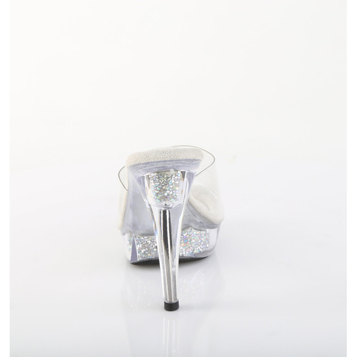 Шлепанцы Cocktail-501RSI, каблук 5 дюймов, 2,5 см, PF-шлепанцы со вставками RS, прозрачные/серебристые стразы