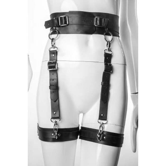 Гартери широкі з пряжками G4.1 Candy Hero, екошкіра, ручна робота, чорні, OS