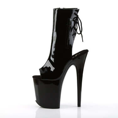 Чоботи Flamingo-1018 на підборах 8 дюймів, чоботи до щиколотки з відкритим носком/п'ятою 4 дюйми, з блискавкою збоку, чорні