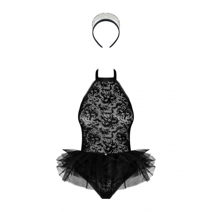 Костюм покоївки Obsessive Frilles Чорний L/XL