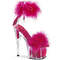 Босоножки Pleaser Adore-724F, каблук 7 дюймов, босоножкии с манжетой на щиколотке из меха марабу PF 2 3/4 дюйма, молния сзади, розовые