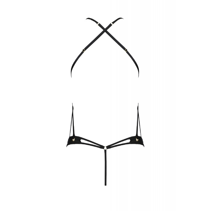 Боді з декоративними ремінцями та відкритим доступом, екошкіра TASMINA BODY black S/M - Passion