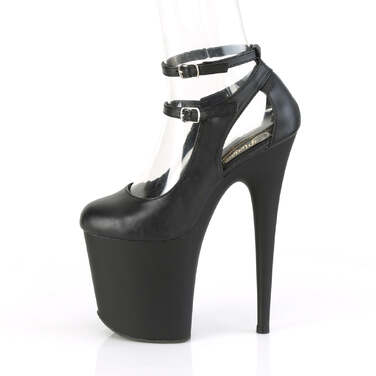 Туфлі на підборах Flamingo-850, 8 дюймів, туфлі-лодочки Мері Джейн з вирізом 4 дюйми, чорні, з веганської шкіри/чорні