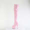 Boots Pleaser Delight-3000HWR *Каблук 6 дюймов, эластичные сапоги до бедра 1 3/4 дюйма, боковая молния 12 дюймов, нежно-розовый