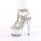 Босоніжки Pleaser Adore-756RS на підборах 7 дюймів, 2 3/4 дюйма з Т-подібним ремінцем та подвійною пряжкою, сріблясті стрази AB/прозорі