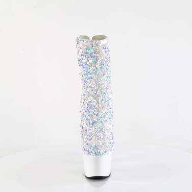 Ботильоны Adore-1042SQ, каблук 7 дюймов, высота 2 3/4 дюйма, блестки, молния внутри, белые