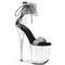 Босоніжки Pleaser Flamingo-827RS *8-дюймовий каблук, 4-дюймовий манжет на щиколотці з застібкою-блискавкою ззаду, чорні/прозорі