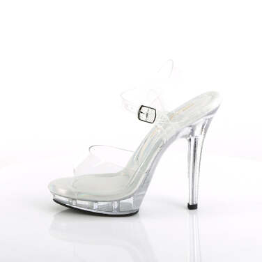 Босоножки Lip-108MG. Каблук 5 дюймов, ремешок на щиколотке шириной 3/4 дюйма, с мелкими блестками, прозрачные.