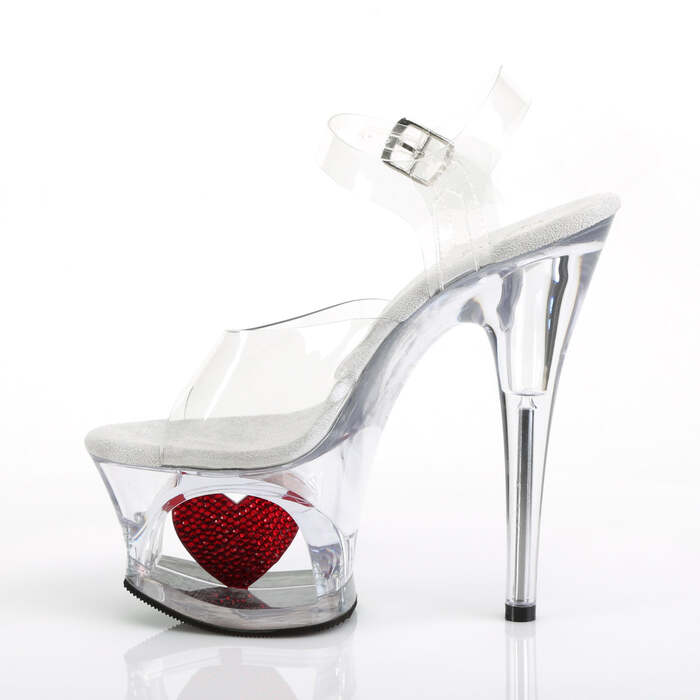 Босоножки Moon-708HRS, каблук 7 дюймов, босоножкии с вырезом PF и ремешком на щиколотке шириной 2 3/4 дюйма, прозрачные/красные