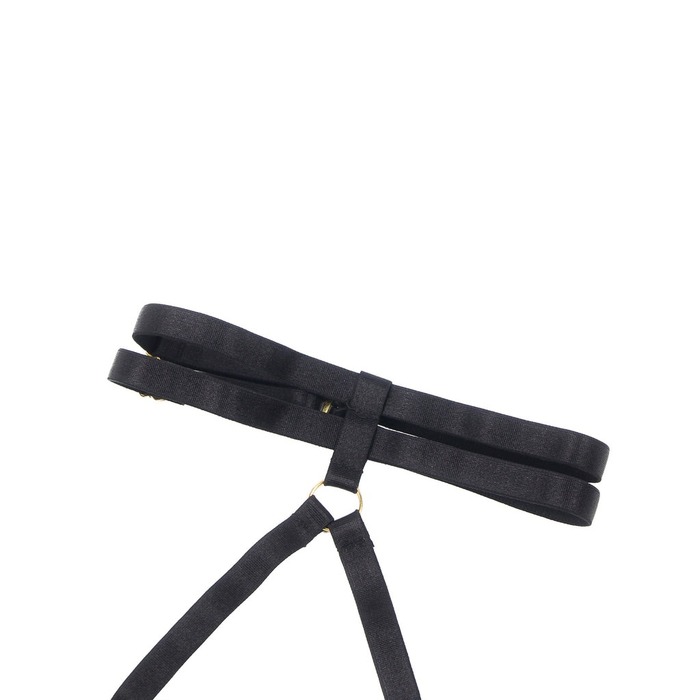 Чорний сексуальний оксамитовий комплект білизни Star Night з чокером та декоративною фурнітурою, M