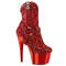 Ботильоны Pleaser Adore-1029CHRS *Каблук 7 дюймов, высота 2 3/4 дюйма, декорированная подошва PF RS, молния сбоку, красные/красные хромированные