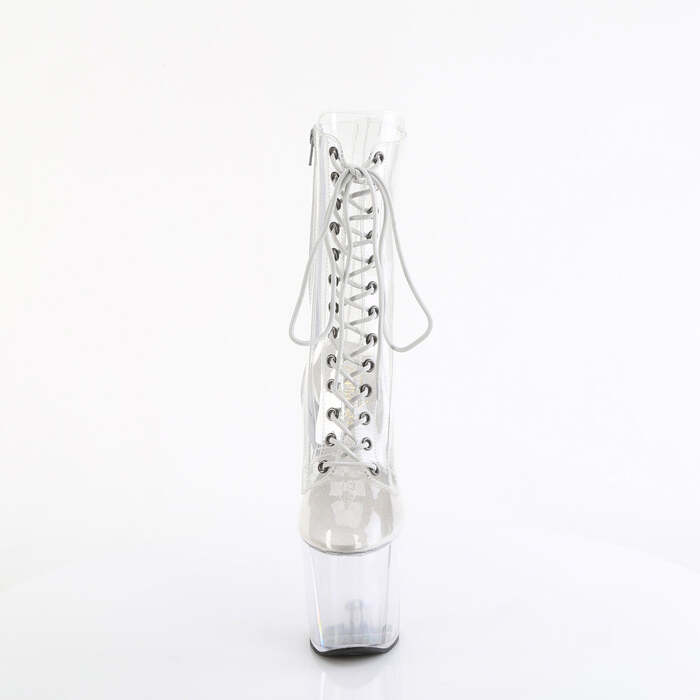 Ботинки Craze-1040C *8 дюймов, без каблука, 3 дюйма, с PF-застежкой на шнуровке спереди, прозрачные