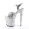 Босоніжки Pleaser Flamingo-810LG **8-дюймовий каблук, 4-дюймовий PF блискучий ремінець на щиколотці, сріблястий
