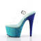 Босоножки Pleaser Adore-708OMBRE *Каблук 7 дюймов, босоножкии с ремешком на щиколотке шириной 2 3/4 дюйма с блестками и эффектом омбре, прозрачный/бирюзовый