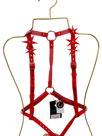 Портупея Candy Hero Star з декоративними елементами у вигляді зірочок, екошкіра, червона