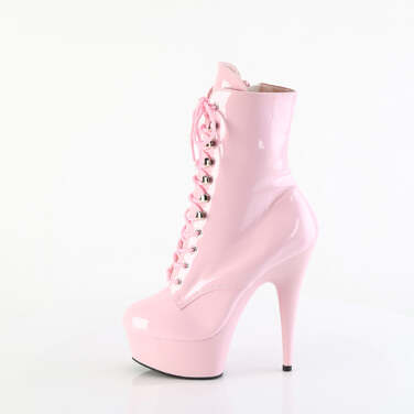 Чоботи Delight-1020 на підборах 6 дюймів, чоботи до щиколотки 1 3/4 дюйма зі шнурівкою спереду, блискавка збоку, ніжно-рожеві