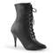 Ботильйони Pleaser на шнурівці Boots Vanity-1020, 4 дюйми, з блискавкою збоку, чорні, з веганської шкіри