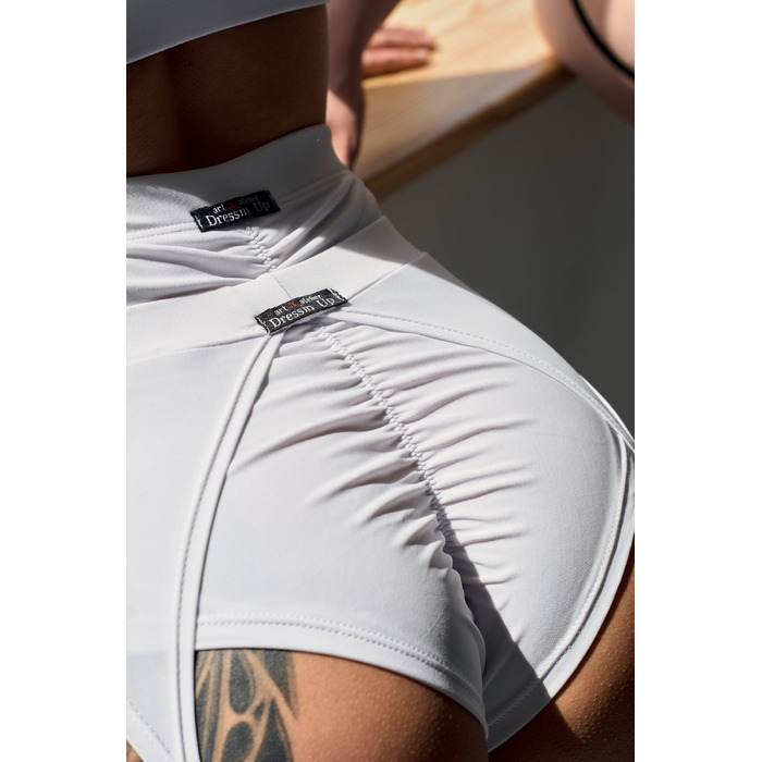 DANCE EXO BELT — Високі Шорти З Поясом Та Підвʼязками Для Pole Dance, Heels І Сценічних Виступів - білий