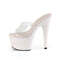 Шльопанці Pleaser Adore-701HMG на підборах 7 дюймів, шльопанці 2 3/4 дюйма з PF, прозорі/білі