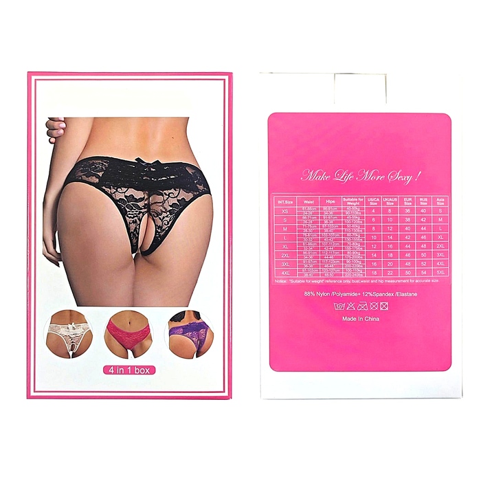 Мереживні труси з доступом Star Night, чорні, L