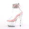 Босоніжки Pleaser Adore-724RS *7 дюймів на підборах, 2 3/4 дюйма з манжетою на щиколотці PF RS, блискавка ззаду, світло-рожеві/прозорі