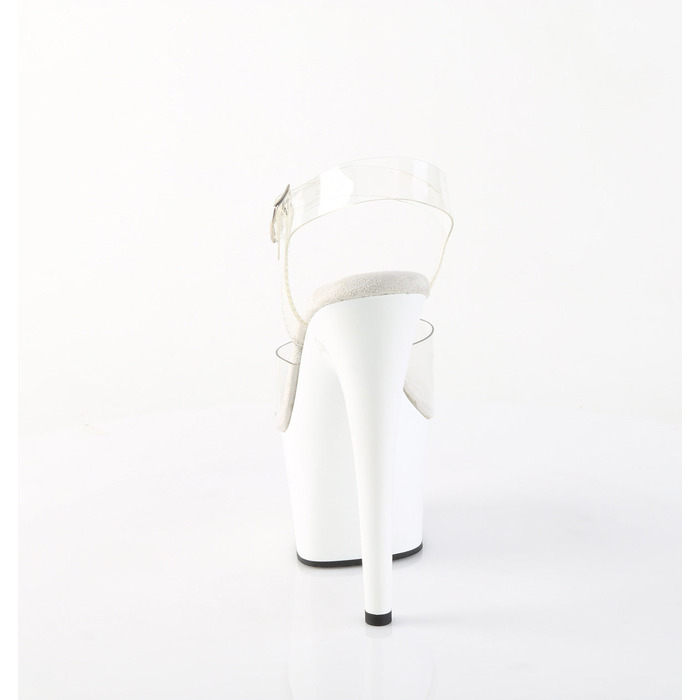 Босоніжки Adore-708 на підборах 7 дюймів, босоніжки з ремінцем на щиколотці 2 3/4 дюйма, прозорі/білі