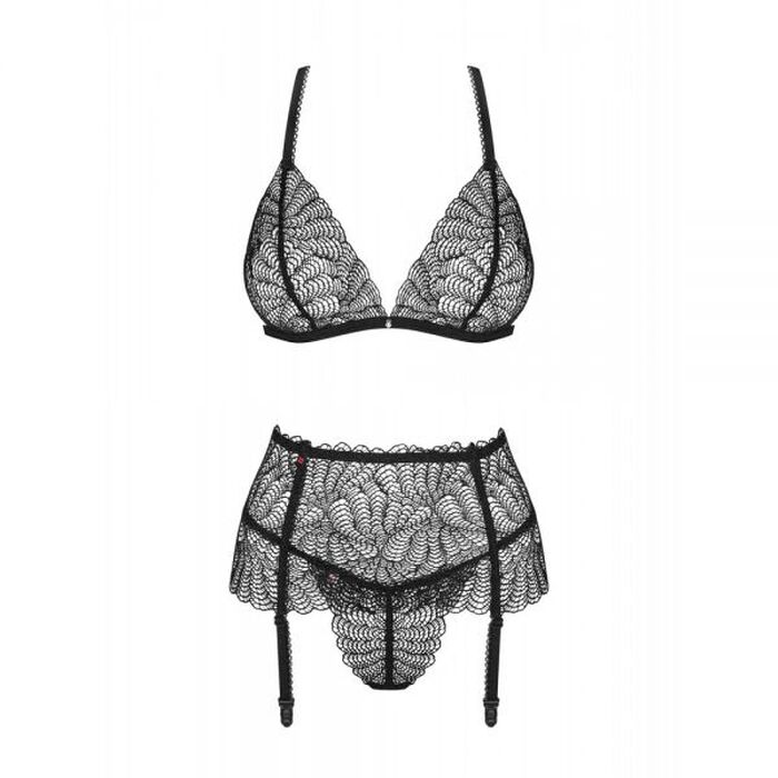 Комплект Obsessive Chiccanta 3 pcs set black L/XL