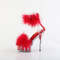 Босоніжки Pleaser Delight-624F *6 дюймів на підборах, 1 3/4 дюйма з хутра марабу з манжетою на щиколотці, блискавка ззаду, прозорі/червоні