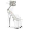 Босоножки Flamingo-824RS *Каблук 8 дюймов, 4-дюймовый манжет на щиколотке, украшенный стразами, молния сзади, прозрачные